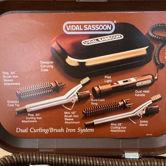 Vidal Sassoon Dual Curling Brush Iron System in Case VIntage Model NOS main image 7